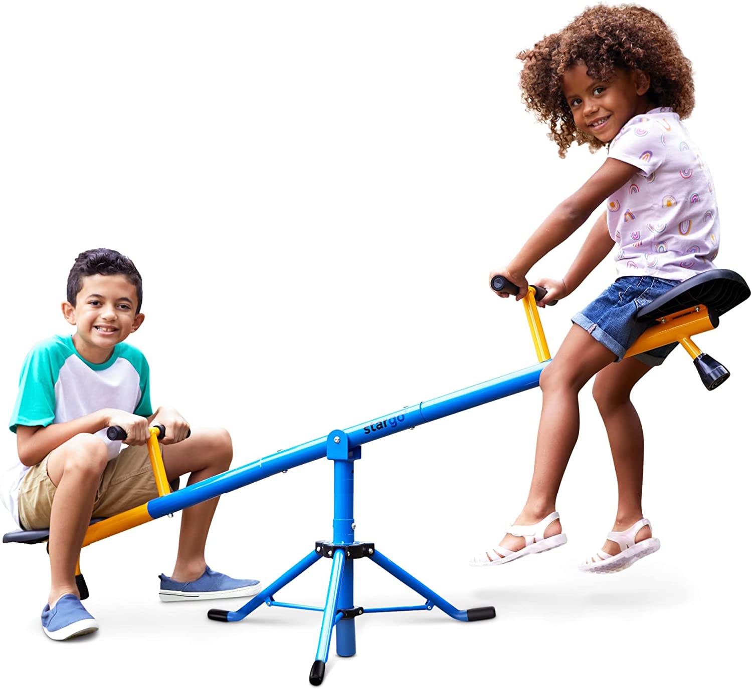 Stargo 360 Swivel Spinning Seesaw for Kids, Teeter Totter with Adjustable Frame Height 46-70”, Indoor or Outdoor Playground Equipment for Toddlers - image 1 of 9