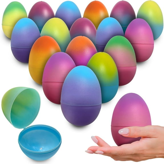 Stargo 8 Pack 3.2” Large Colorful Ombre Easter Eggs Empty - with hinges, Bright Pastel Colored, Plastic Easter Eggs Fillable, Eggs for Easter Egg Hunts, Ombre Pastel Colors Party Favor, Surprise Eggs