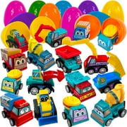 Stargo 8 Pack Colorful Prefilled Easter Eggs with toys - Construction Engineering Vehicles, pull-back cars, Bright Plastic Easter Eggs Filled, Basket Fillers Egg Hunts, Party Favors, Boys Goodie Bags