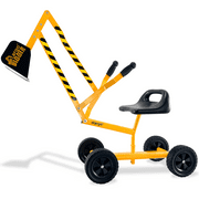 Stargo Kids Excavator Toys Sand Digger on Wheels with Hat, Steel Sandbox Digger Toys for Boys, Ride On Excavator, Beach Toy for Sand Dirt Snow
