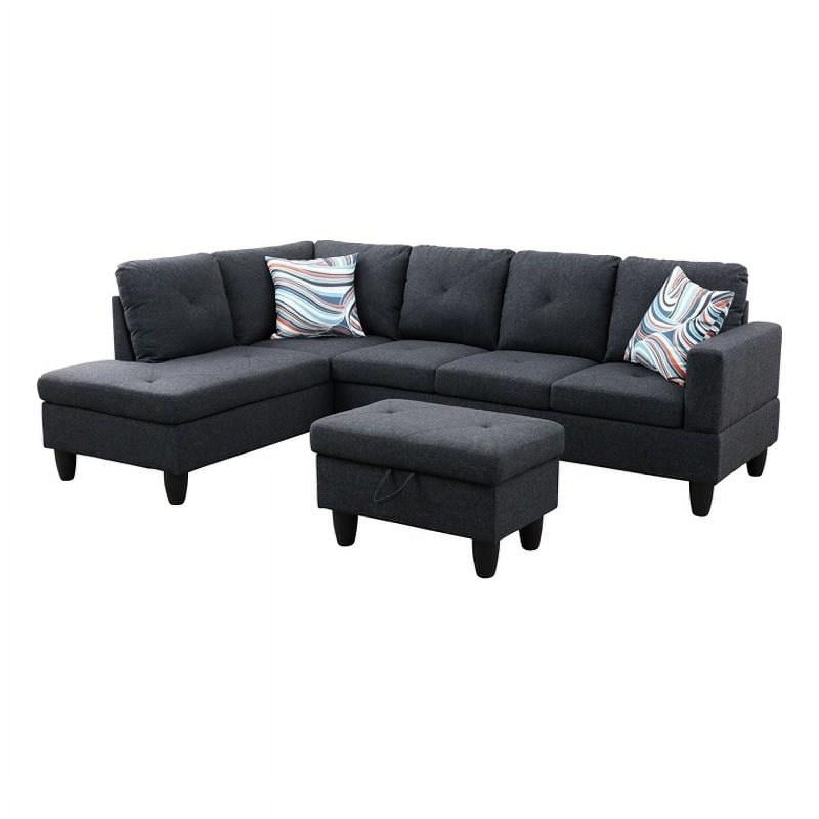 Starhome L Shaped Black Gray Couch With
