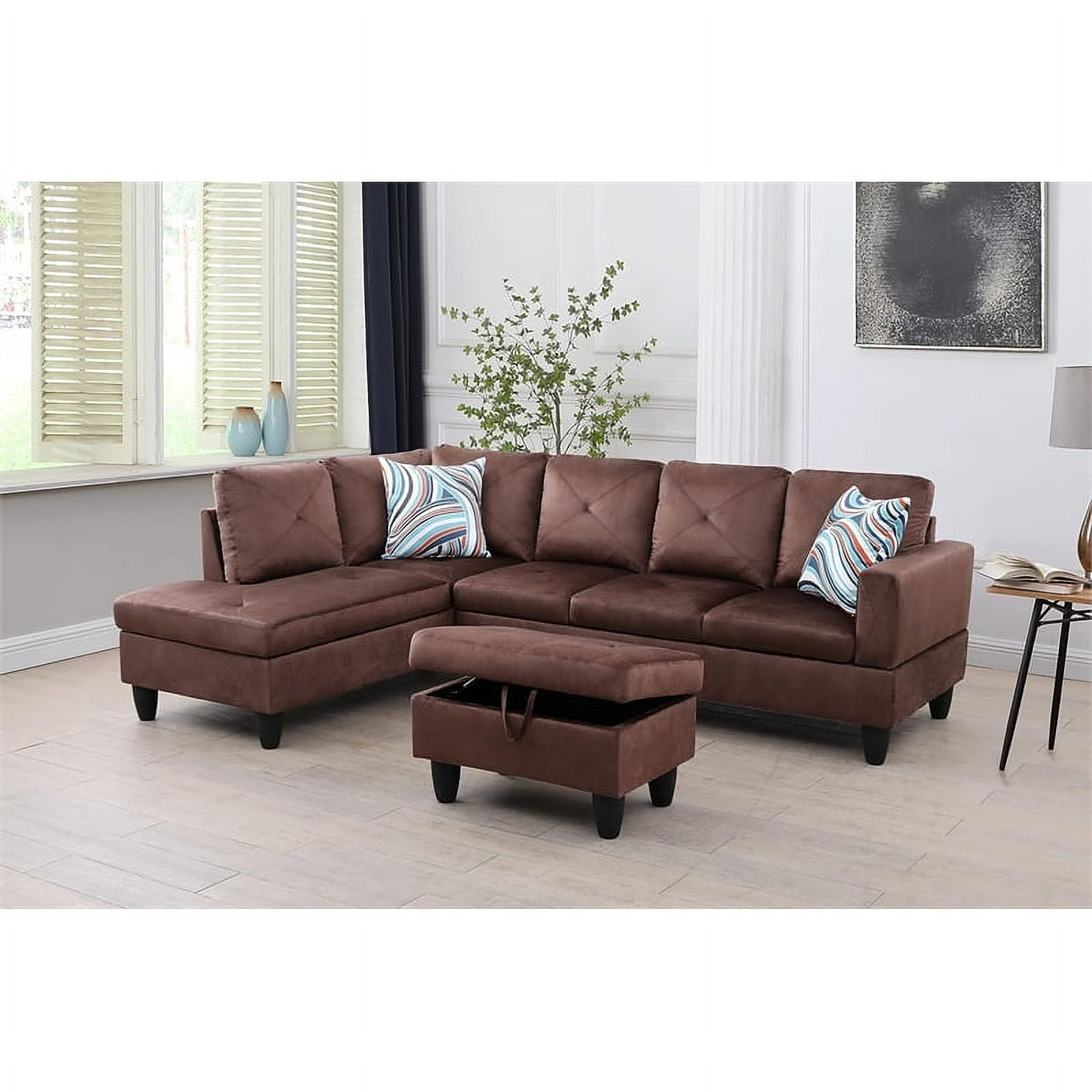 Dark brown online l shaped couch