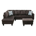 thumbnail image 1 of Starhome L Shaped Chocolate Couch with Ottoman(Pillows Included) Microfiber, 1 of 6