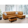 thumbnail image 1 of Starhome L Shaped Ginger Couch with Ottoman(Pillows Included) Microfiber, 1 of 9