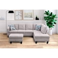 thumbnail image 1 of Starhome L Shaped Gray Couch with Storage Ottoman(Pillows Included) Microfiber, 1 of 8