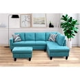 thumbnail image 1 of Starhome L Shaped Green Couch with Storage Ottoman(Pillows Included) Microfiber, 1 of 11