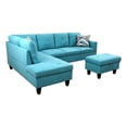 thumbnail image 1 of Starhome L Shaped Green Couch with Storage Ottoman(Pillows Included) Microfiber, 1 of 7