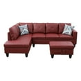 thumbnail image 1 of Starhome L Shaped Red Couch with Storage Ottoman(Pillows Included) Microfiber, 1 of 5