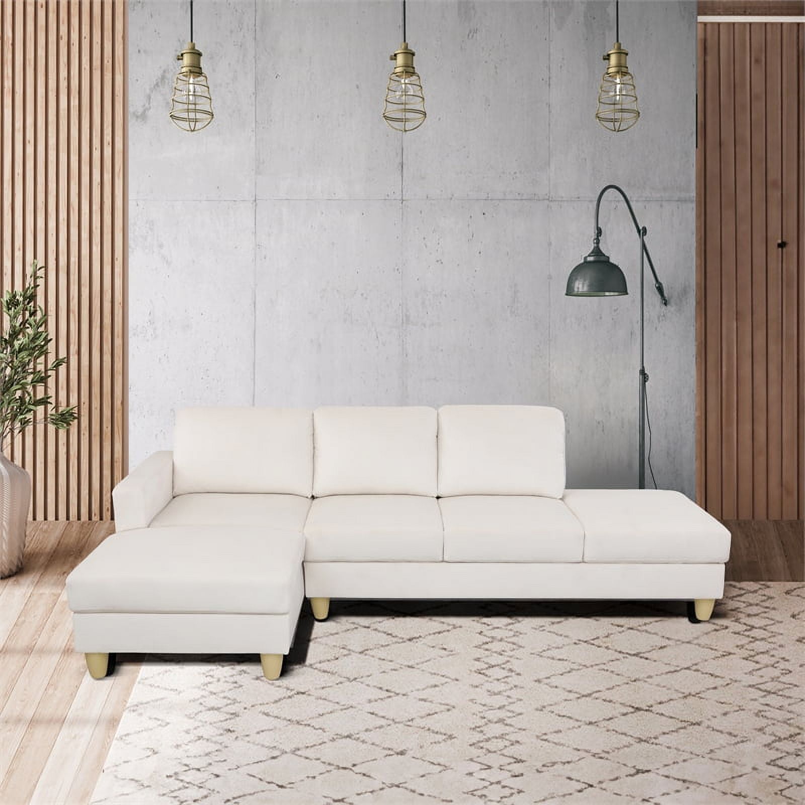 Starhome L Shaped White Microfiber 2Piece Couch Living Room Sofa Set