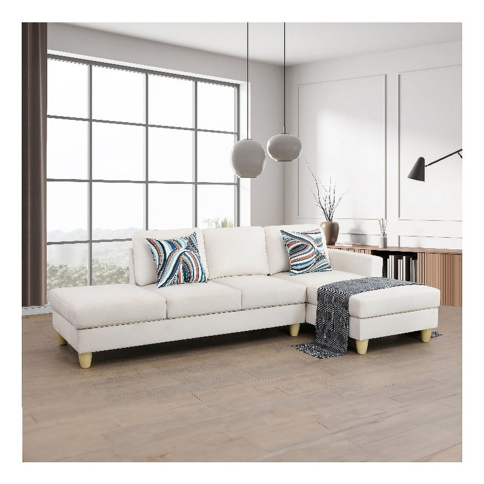 Starhome L Shaped White Microfiber 2Piece Couch Living Room Sofa Set