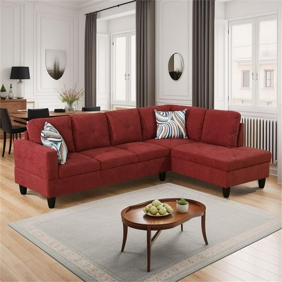 Starhome living La venta 2 piece sectional sofa Red Material-Flannelette