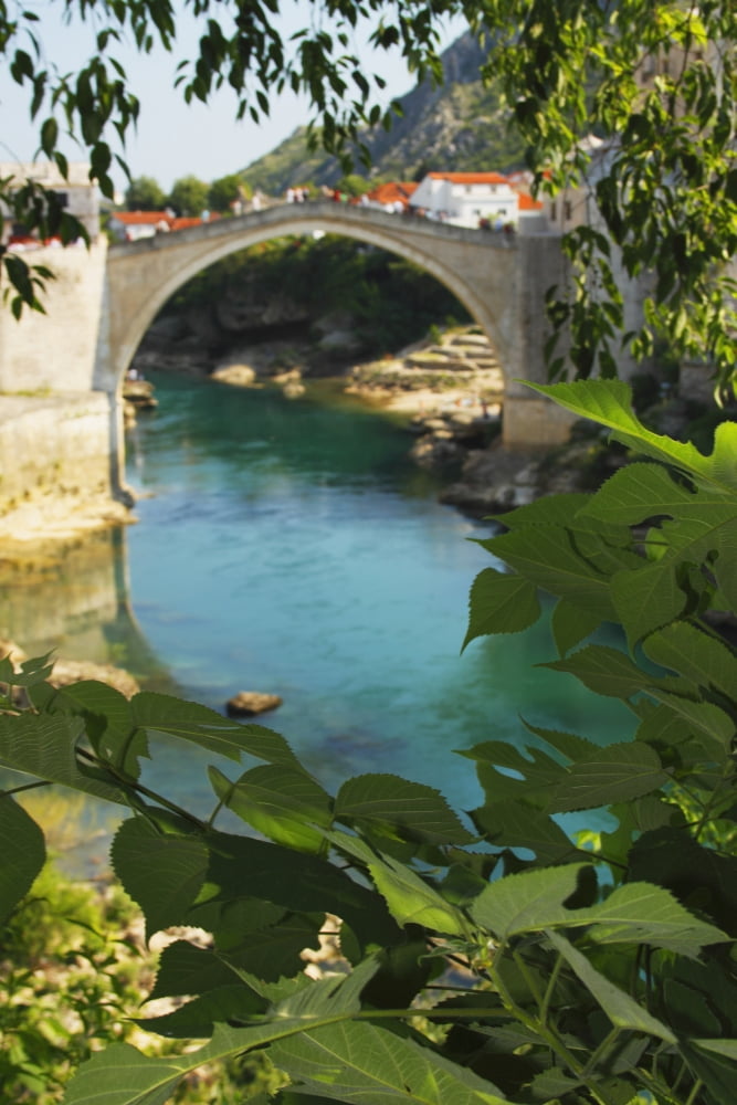 Stari Most Or Old Town Bridge Over The River Neretva Mostar Muslim-Croat Federation Bosnia and Herzegovina Canvas Art - Trish Punch Design Pics (24 x 38)