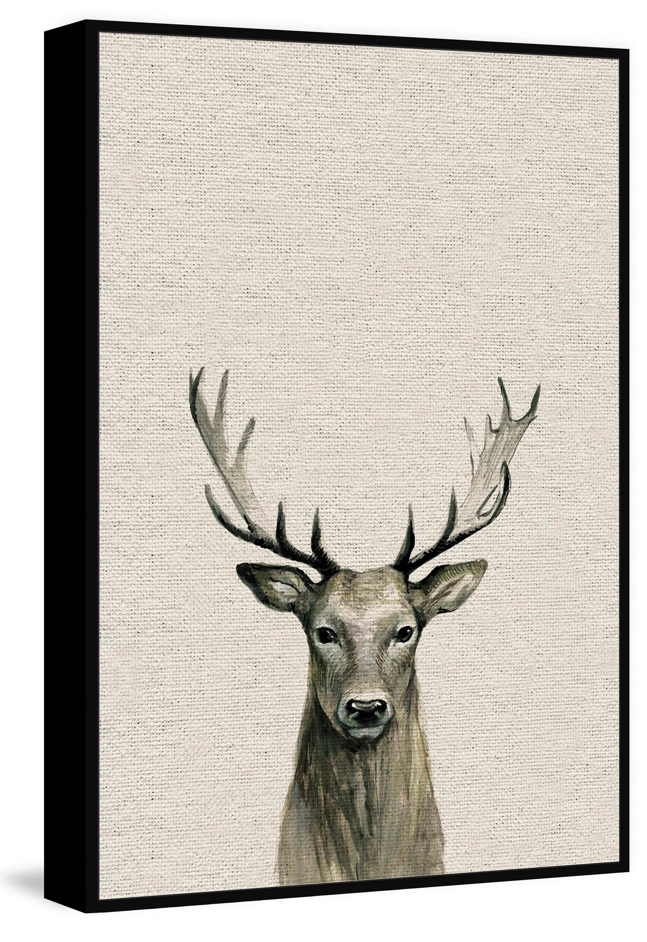Staring Buck II Floater Framed Painting Print on Canvas