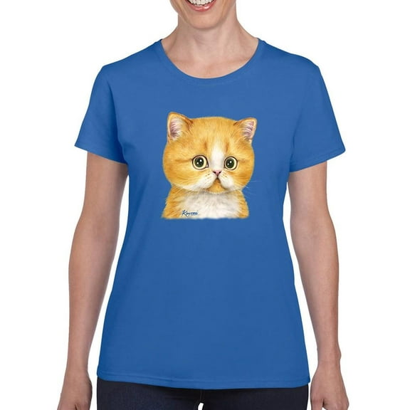 Staring Kitten T-Shirt Women -Kayomi Harai Designs, Female Medium