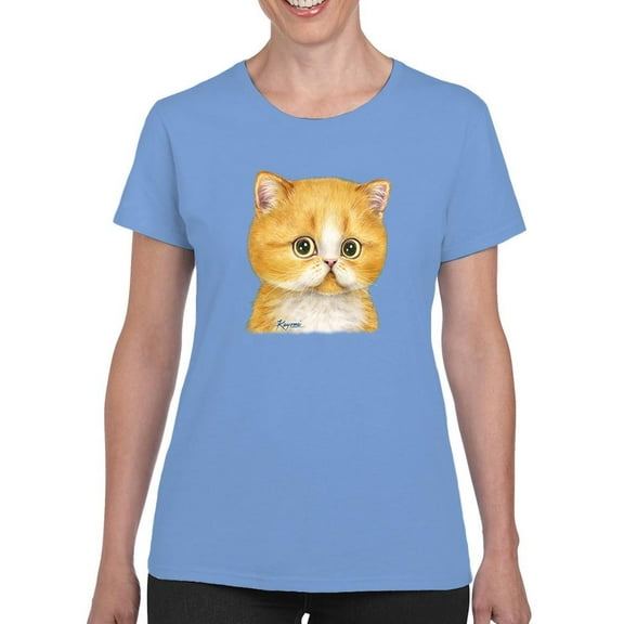 Staring Kitten T-Shirt Women -Kayomi Harai Designs, Female Medium