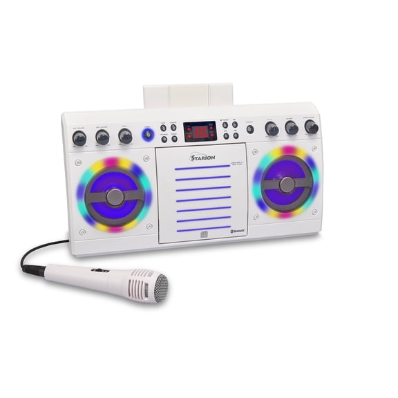 Starion KS303W-B Portable Bluetooth / CD+G Karaoke Machine - White