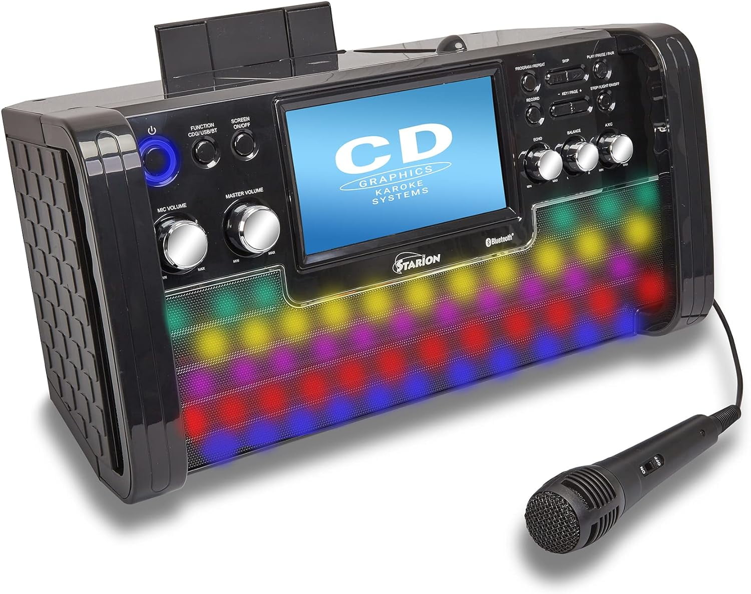 Starion KS780-B Portable Bluetooth CD+G Karaoke Machine l Built-in 7 Inch TFT Screen