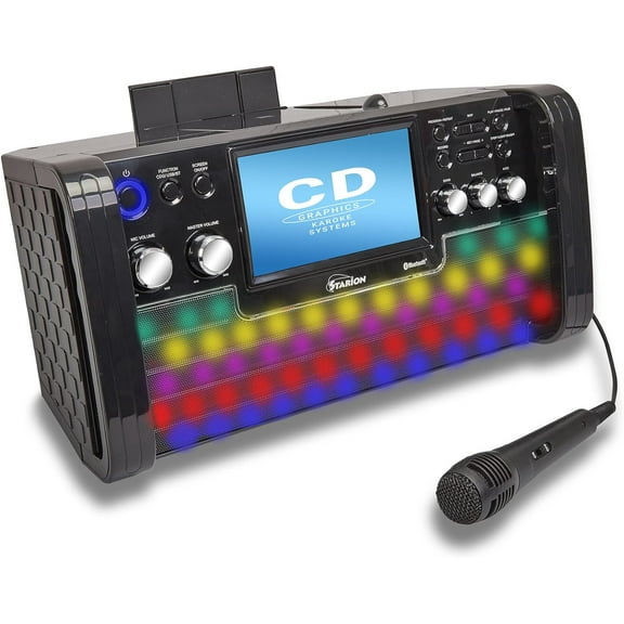 Starion KS780-B Portable Bluetooth CD+G Karaoke Machine l Built-in 7 Inch TFT Screen