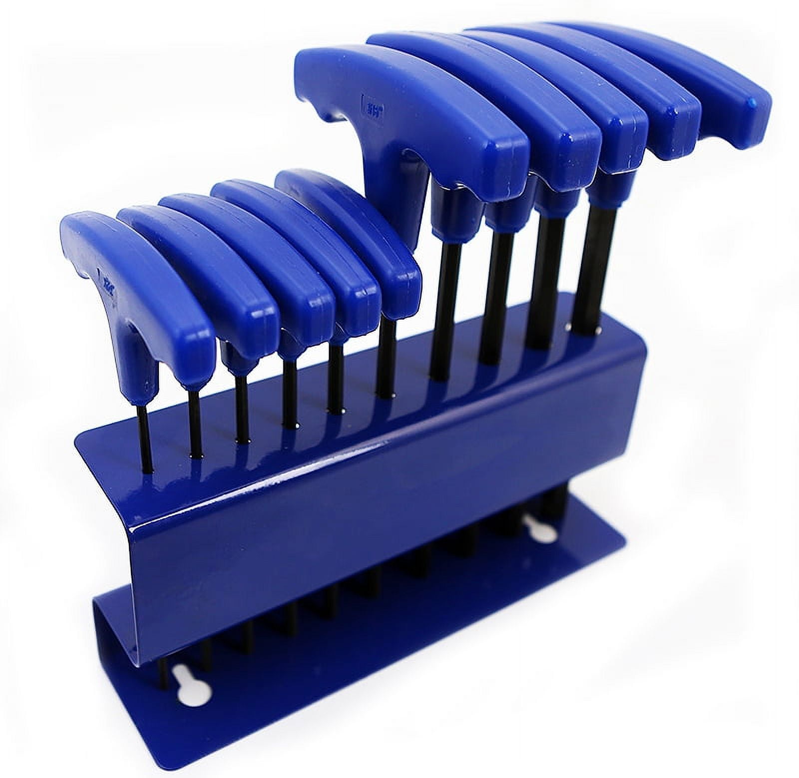 Stark 10-Pieces 3/32" To 3/8" T-Handle Hex Keys Allen Wrench Standard Hand Tool Set with Stand SAE Size, Blue