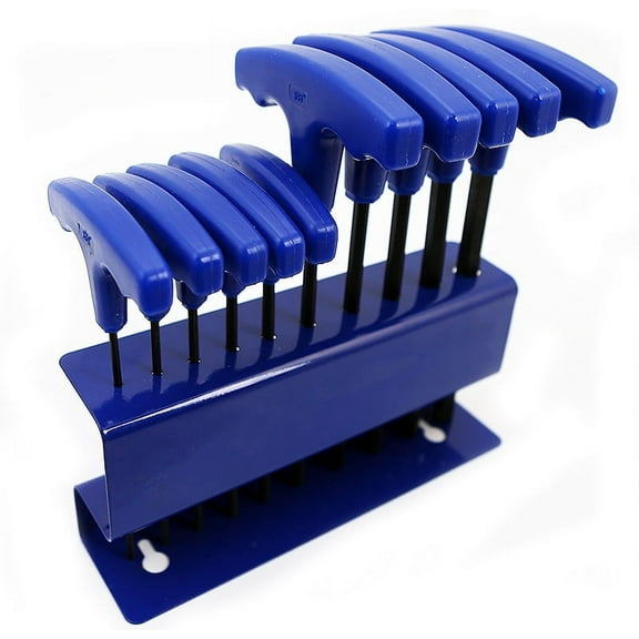 Stark 10-Pieces 3/32" To 3/8" T-Handle Hex Keys Allen Wrench Standard Hand Tool Set with Stand SAE Size, Blue