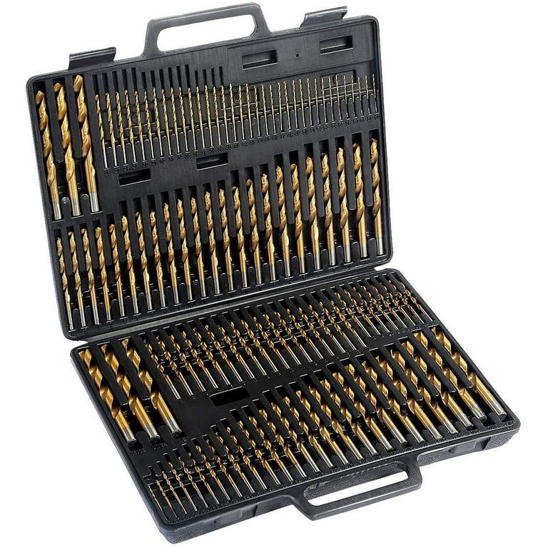 Stark 115PCS Titanium Drill Bit Set HSS Hardness Bit Set Drills Concrete,  Tile, Brick, Plastic, Wood, Metal with Carrying Case 