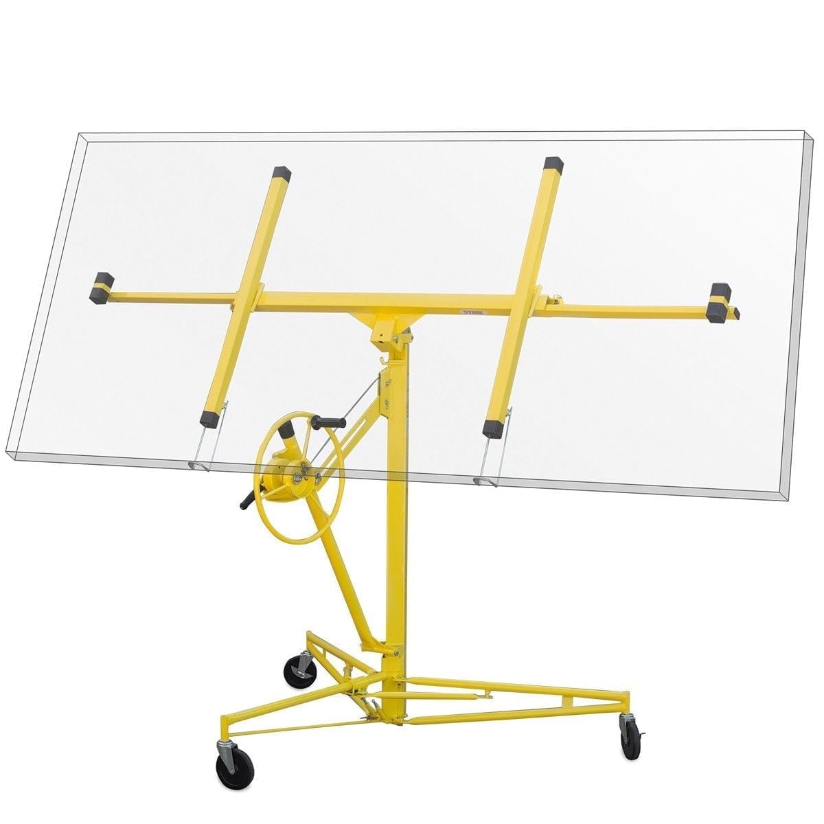 Stark Yellow 16 ft Steel Drywall Lift Panel Hoist with Caster Wheels