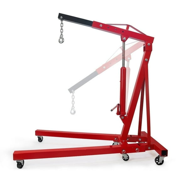 Stark USA Engine Hoist 2 Ton Folding Hydraulic Cherry Picker - Heavy-Duty - Red, 4400 lb