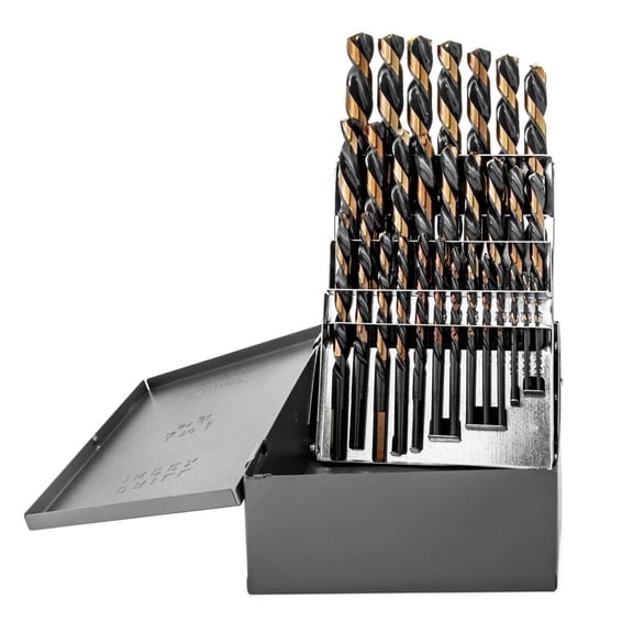 Stark 29-Piece M35 Cobalt Drill Bit Set, 1/16 in–1/2 in SAE Sizes, 135° Split Point, Tri-Flat Shank, Metal & Stainless Steel Drilling, Index Storage Case