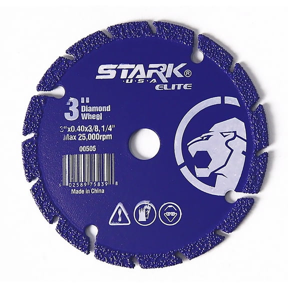 Stark 3" inch Ultra Fast Diamond Cut Off Wheel Abrasive 3/8" Arbor Circular Saws Cutting, Blue