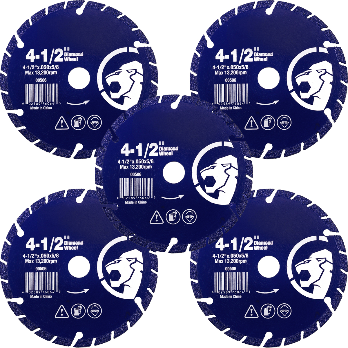 Stark 41/2" Ultra Fast Diamond Cut Off Wheel Abrasive 5/8 Arbor Circular Saws Cutting, Set of 5