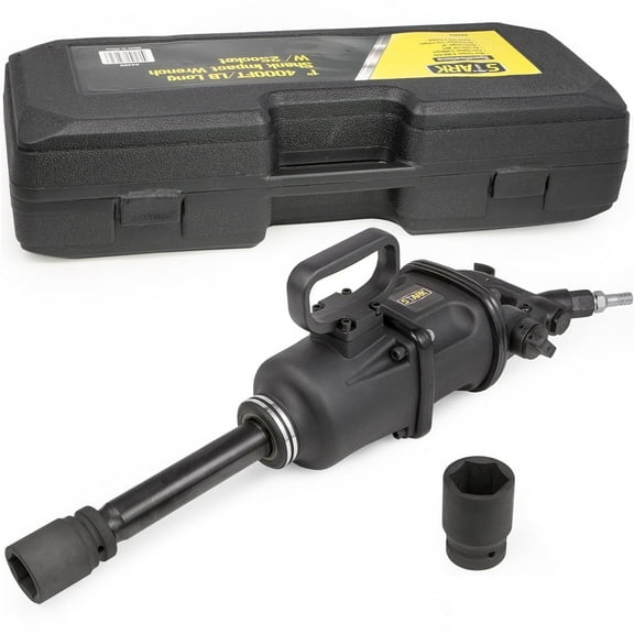 Stark USA 1" 4000 ft-lbs. Industrial Air Impact Wrench, 1" Pneumatic Impact Gun, 8" Extended Anvil, With 38mm & 41mm Sockets