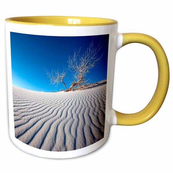 3drose, Stark Landscape, White Sands National Monument, New Mexico, 11oz Two-tone Yellow Mug