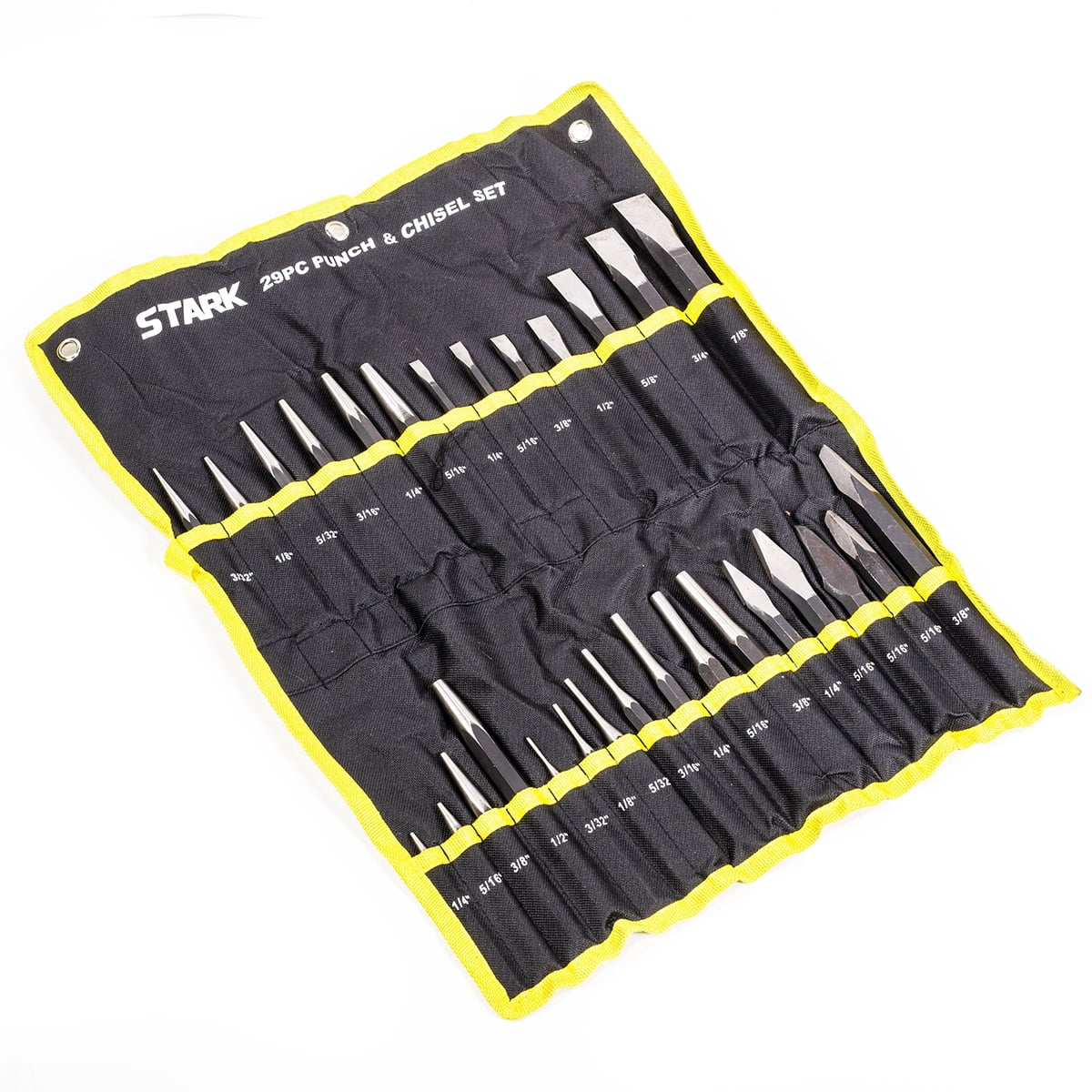 Stark Master Set Cold Chisel & Punches Tool Kit ' 29pcs Punch Chisel Set ' Pin Punch Set, Center Punch Set with Roll Up Pouch