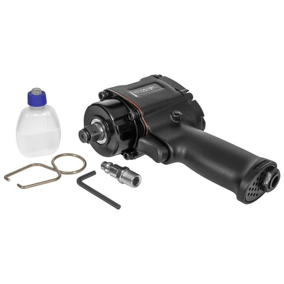 Stark USA 1/2" 500 ft-lbs. Industrial Mini Air Impact Wrench, Stubby Air Impact, Ultra Light With Soft Grip Handle