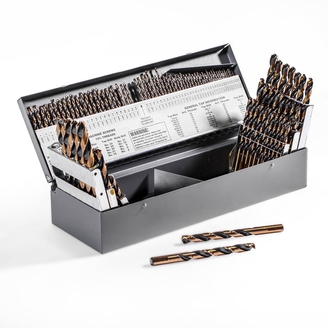 Stark USA 115-Piece HSS Drill Bit Set, Black & Gold Jobber Length Bits ...