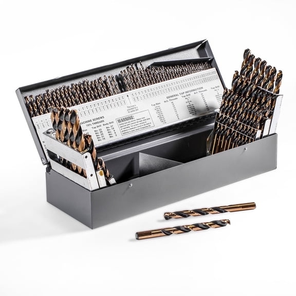 Stark USA 115 Pc Drill Bit Set, HSS Black Gold Jobber Length Bits, 1/16"–1/2", A–Z & #1–60, 135° Split Point with Index Case