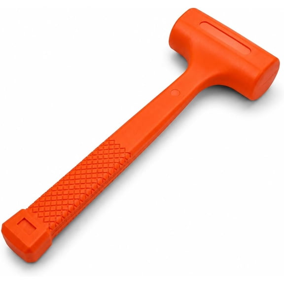 Stark USA 1 lb Dead Blow Hammer, 16 oz Polyurethane Mallet with Steel Shot Core, Checkered Non-Slip Grip, Orange