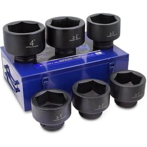 Stark USA 1" Drive 6PC Deep Impact Super Jumbo Socket Set, 6 Point SAE, 3-1/4" - 4", CrMo Steel