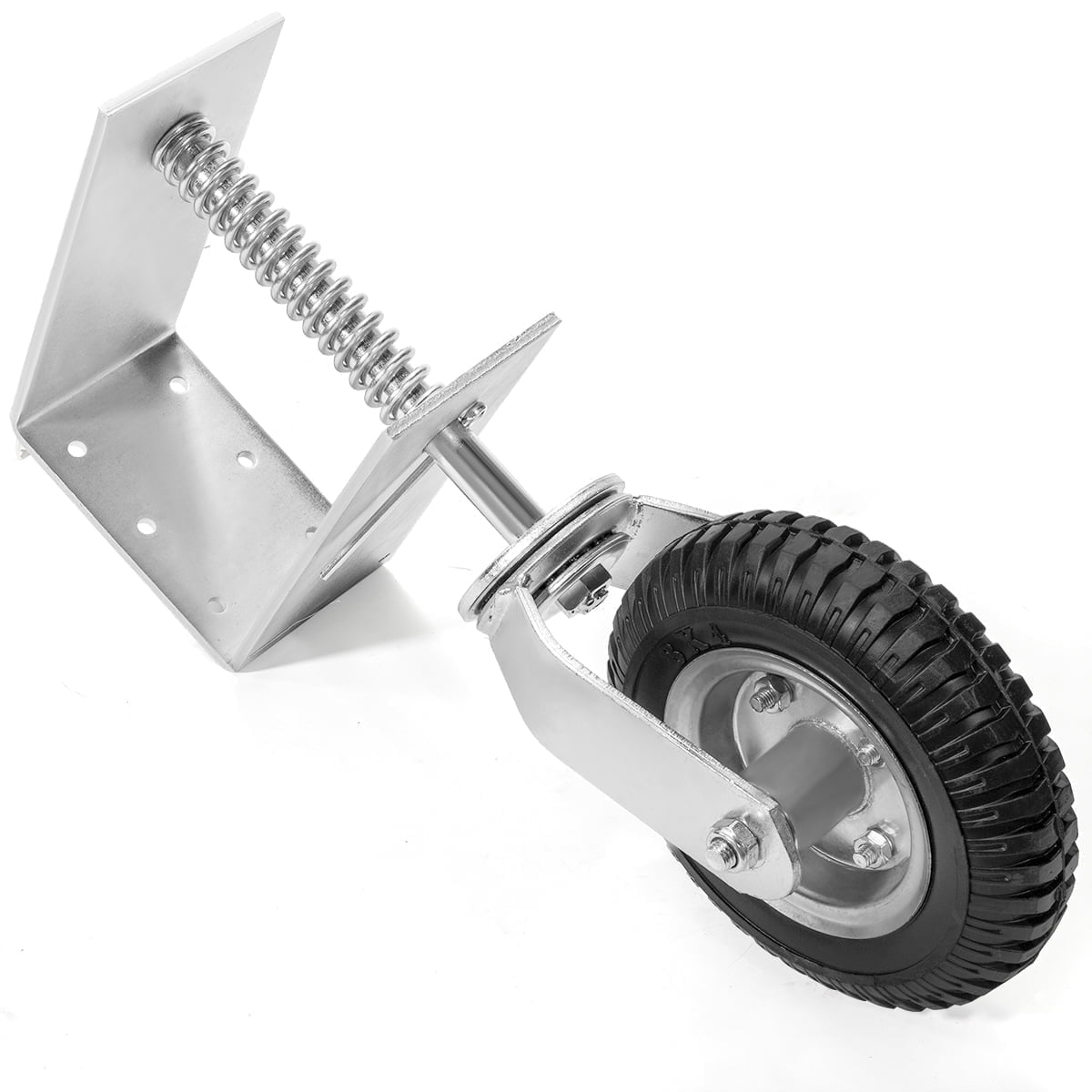 Stark USA Heavy Duty Fence Gate Wheel 8" Gate Wheels For Wooden Or Metal Gate, Spring Loaded Farm Caster Support Wheel With Suspension For Swing Rolling Metal Tube Gate, Flat Free Tire, 360 Swivel, S