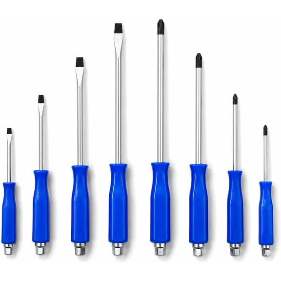 Stark USA 8-Piece Hammer Head Screwdriver Set, Magnetic Tip Phillips & Flat Head Screwdrivers with Cushion Grip Handles