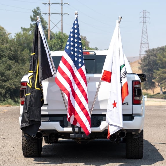 Stark USA Triple Hitch Flag Pole Holder For Truck, Fits Standard 2" Trailer Hitch, RV Flagpole Kit, Car Receiver Flag Pole Mount, Compatible With Jeep, RV, Camper, SUV, Pickup