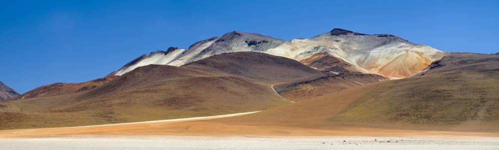 Stark mountain landscape in the high altiplano of Eduardo Avaroa Andean Fauna National Reserve Potosi Department Bolivia Canvas Art - Panoramic Images (27 x 9)