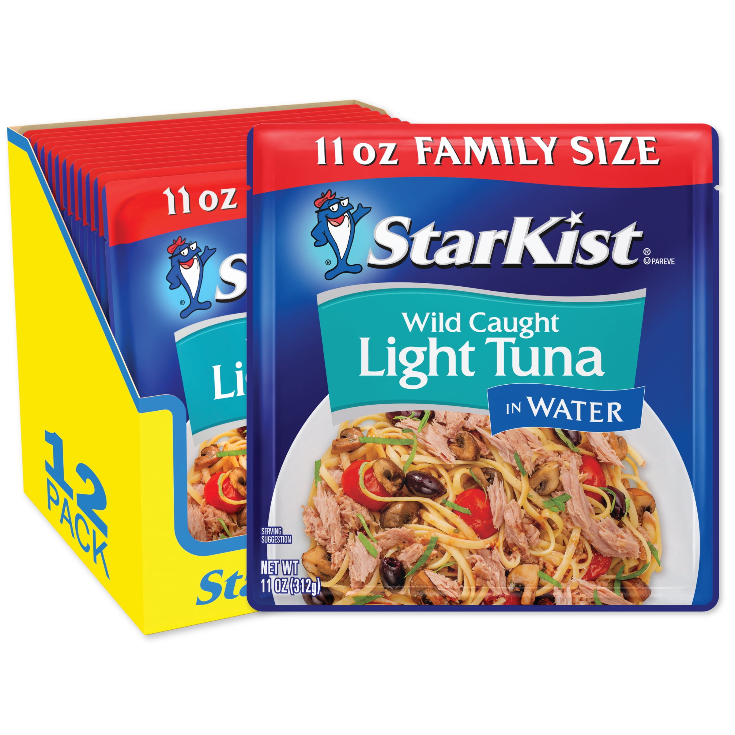 (12 pack) StarKist Light Tuna in Water, Wild Caught, 19g Protein, 11 oz Pouch