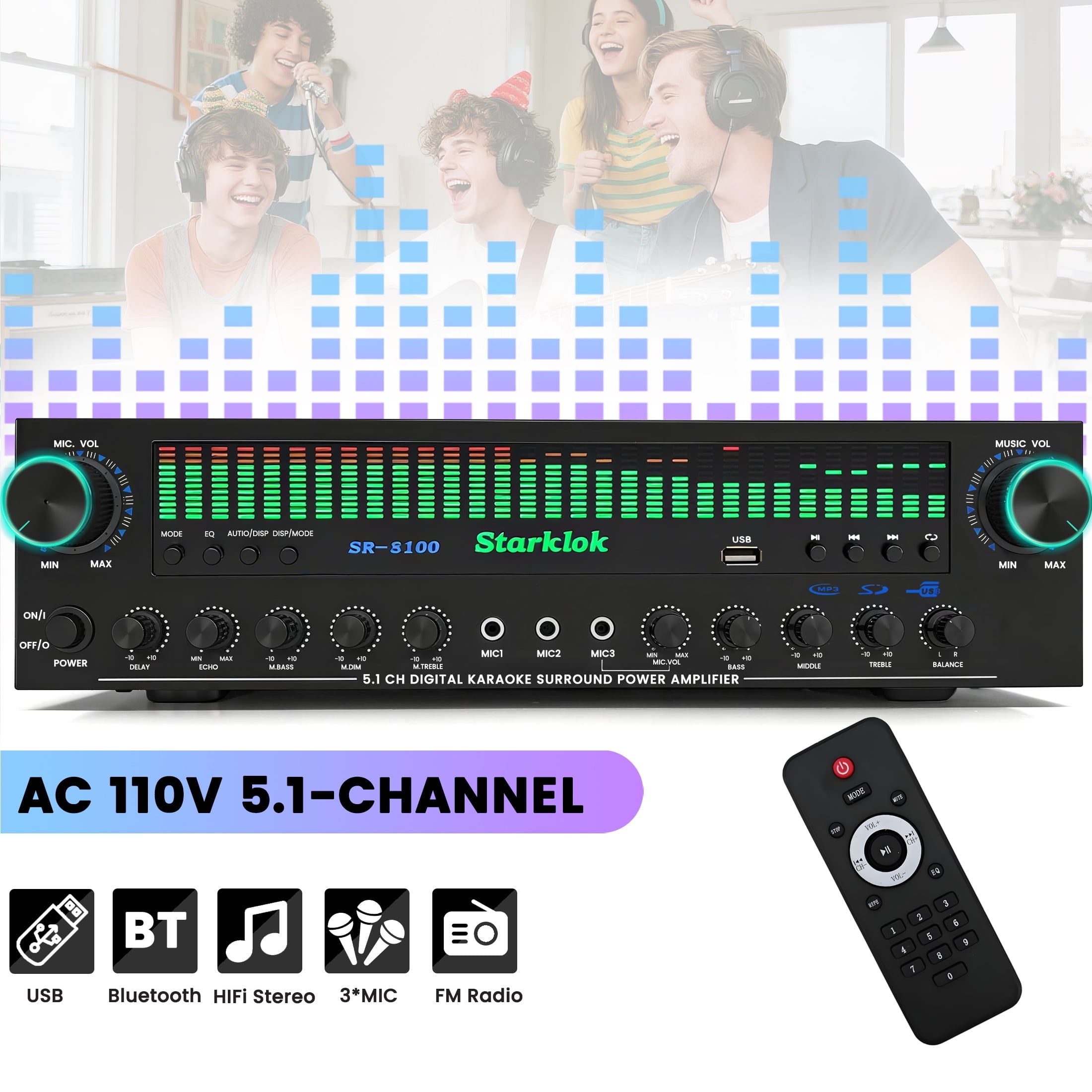 Visual Reference: Starklok Optical Coaxial 5 1 Ch 1200W Peak Power Surround
