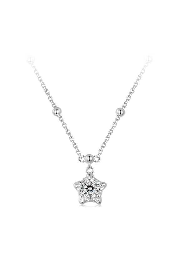 Starlight 0.5ct Moissanite Necklace , 925 Sterling Silver Jewelry for Anniversary Birthday
