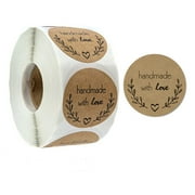 Starlight 1 inch Handmade with Love Decals, 500 Kraft Paper Baking, Heart-shaped Labels, for Baking Packaging, Envelope Stamps, A