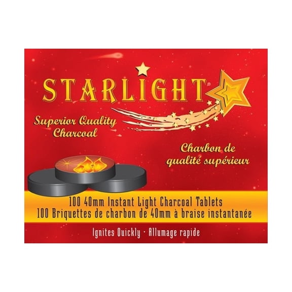 Starlight 40MM Charcoal Tablets for Incense Disk Premium Instant Light Charcoal Tablets Briquettes Pack of 100 Coals- Resin Burner Rolls