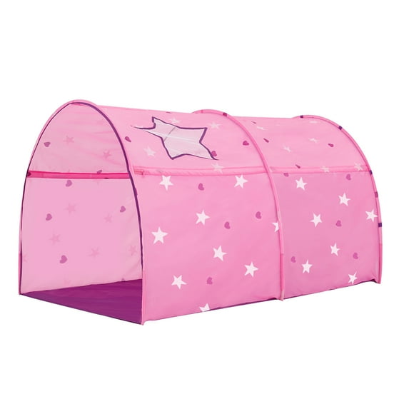 Twin Bed Canopy Kids Play Tent, Starlight Dream Tent for Kids, Twin Bed Playhouse with Glow-in-the-Dark Stars, Pop-Up Portable Privacy Space for Boys & Girls, Indoor Camping, Reading, Play,Pink