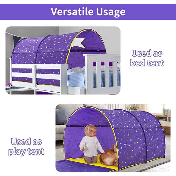 ® Starlight Bed Canopy Kids Play Tents Playhouse Privacy Space Twin Sleeping Indoor Stars Boys Girls Toddlers Pop Up Portable Frame Curtains , Patent Pending