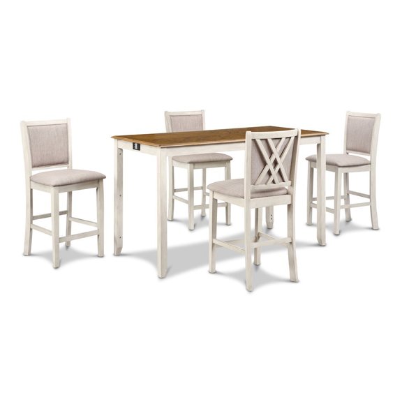 Starlight Canyon Home 5-Piece Rectangular Wood Dining Set with 4 Chairs in Beige & Brown Finish